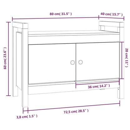 Flurbank Grau 80x40x60 cm Massivholz Kiefer - Pazzar.ch