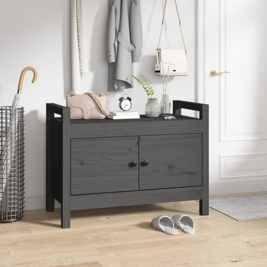 Flurbank Grau 80x40x60 cm Massivholz Kiefer - Pazzar.ch