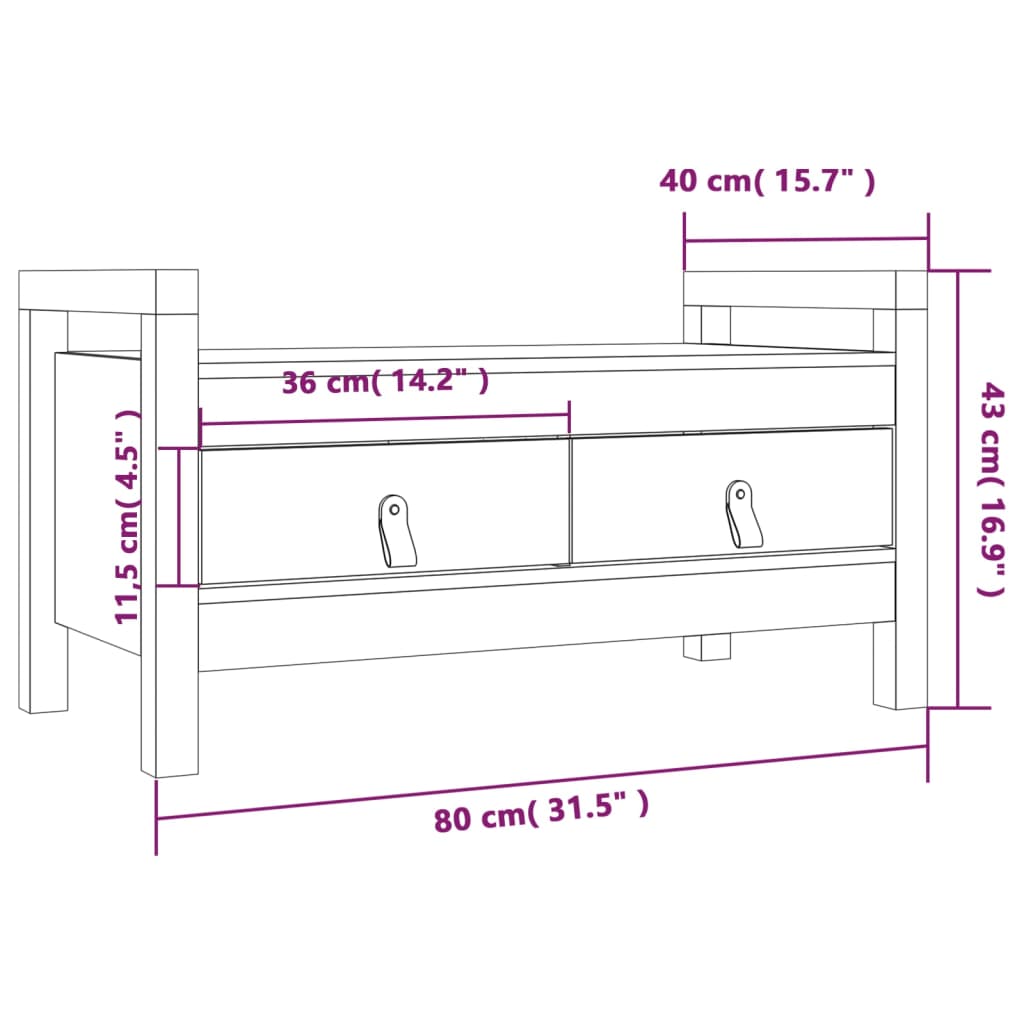 Flurbank Honigbraun 80x40x43 cm Massivholz Kiefer - Pazzar.ch