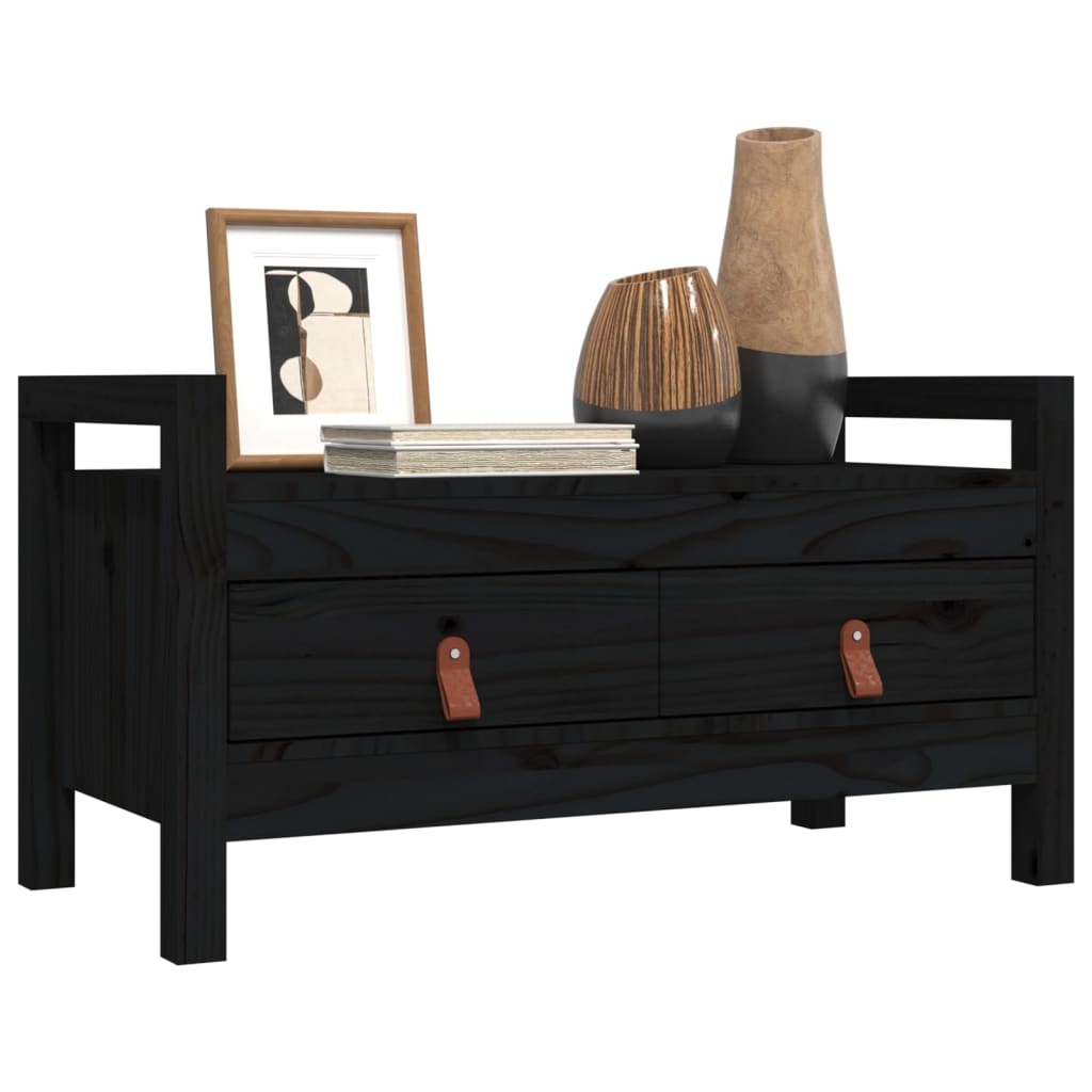 Flurbank Schwarz 80x40x43 cm Massivholz Kiefer - Pazzar.ch