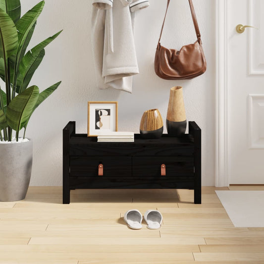 Flurbank Schwarz 80x40x43 cm Massivholz Kiefer - Pazzar.ch