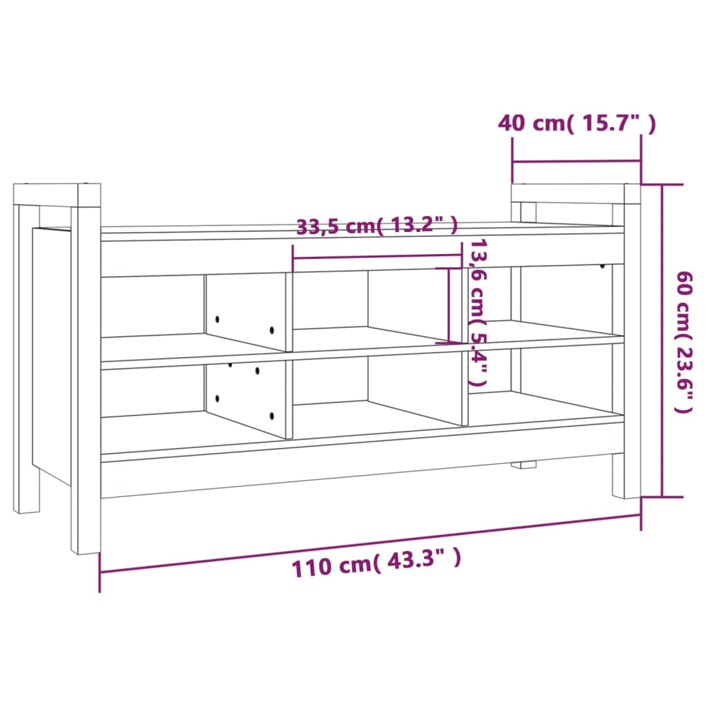 Flurbank Grau 110x40x60 cm Massivholz Kiefer - Pazzar.ch