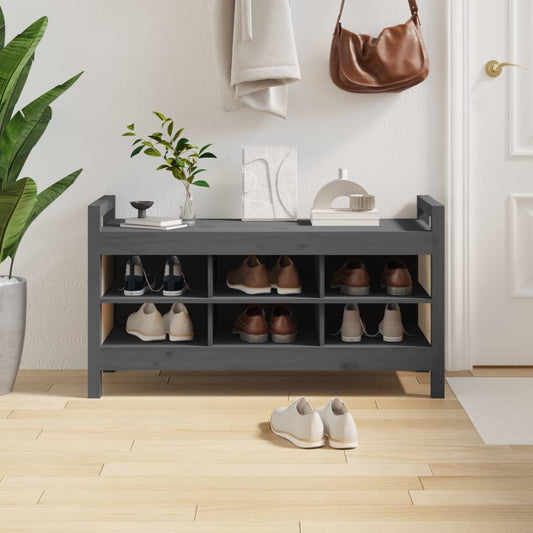 Flurbank Grau 110x40x60 cm Massivholz Kiefer - Pazzar.ch
