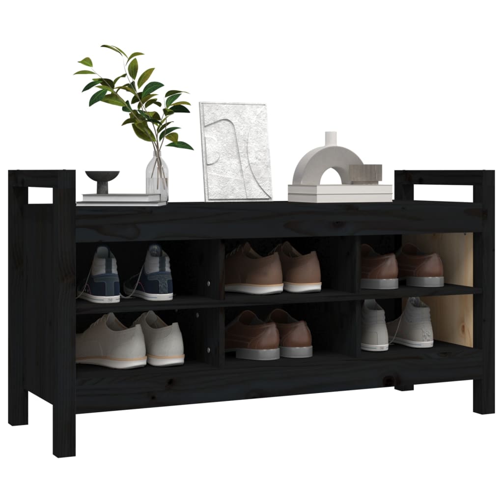 Flurbank Schwarz 110x40x60 cm Massivholz Kiefer - Pazzar.ch
