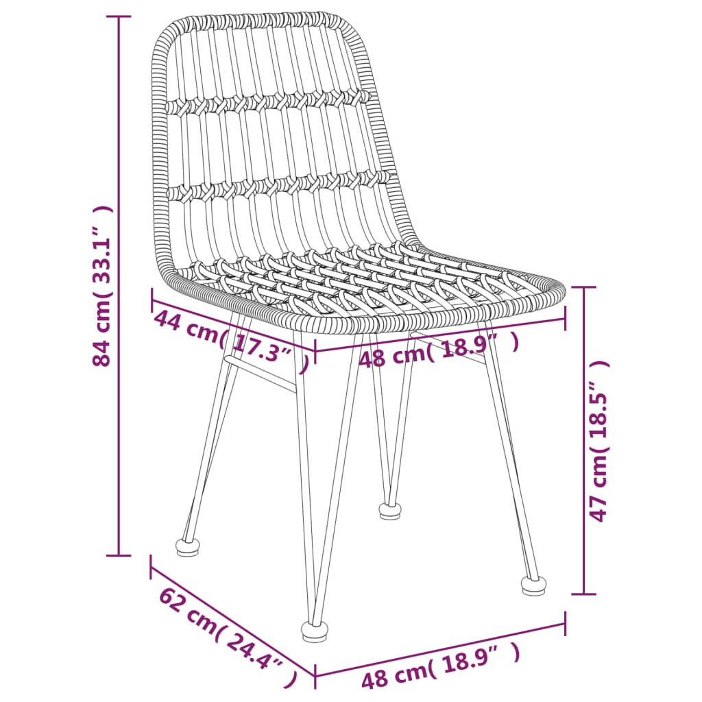 Gartenstühle 2 Stk. 48x62x84 cm PE-Rattan - Pazzar.ch