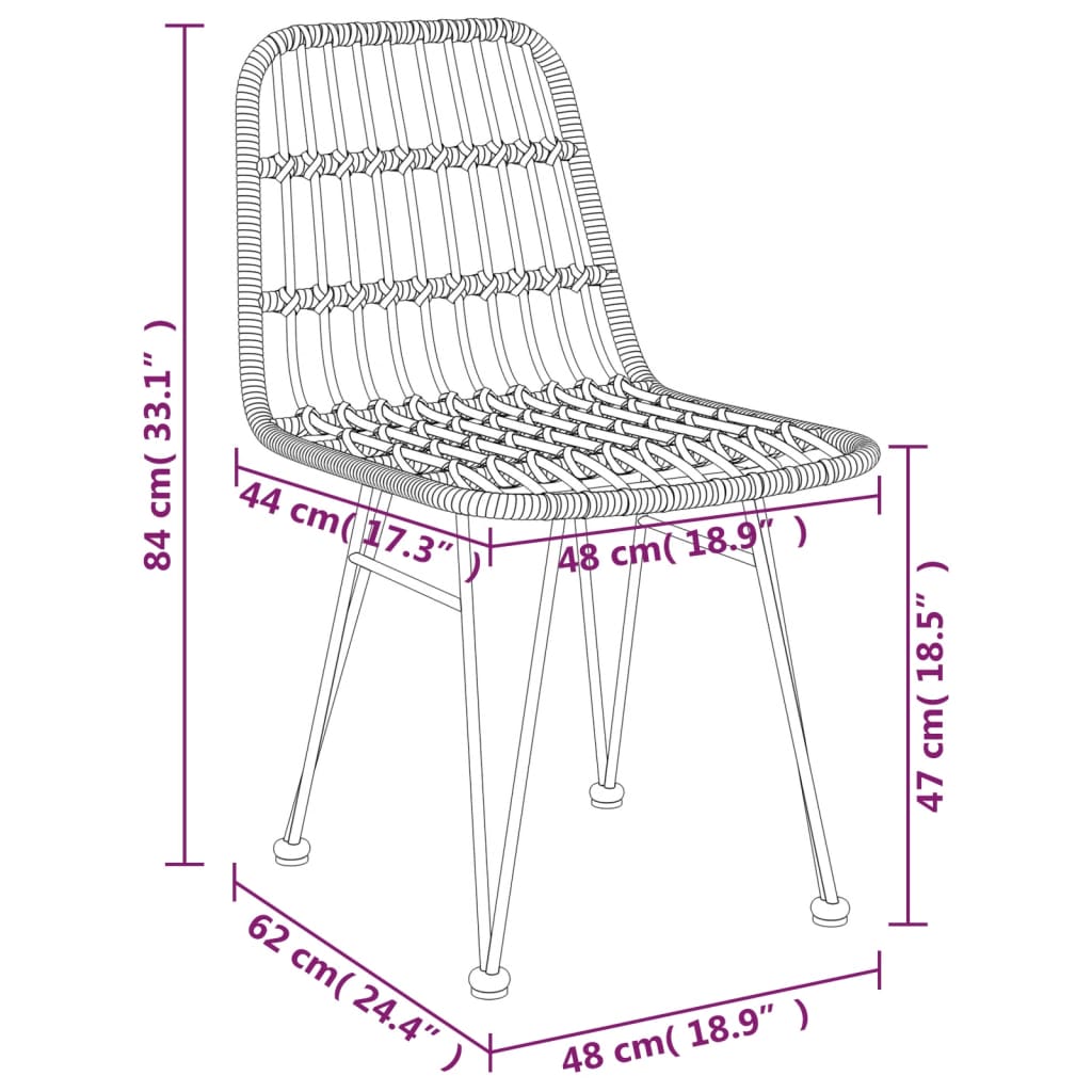 Gartenstühle 2 Stk. Schwarz 48x62x84 cm PE-Rattan - Pazzar.ch