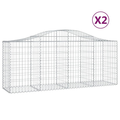Gabionen mit Hochbogen 2 Stk. 200x50x80/100 cm Verzinktes Eisen - Pazzar.ch