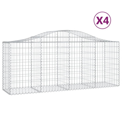 Gabionen mit Hochbogen 4 Stk. 200x50x80/100 cm Verzinktes Eisen - Pazzar.ch
