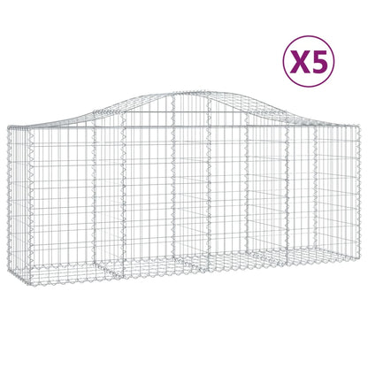 Gabionen mit Hochbogen 5 Stk. 200x50x80/100 cm Verzinktes Eisen - Pazzar.ch