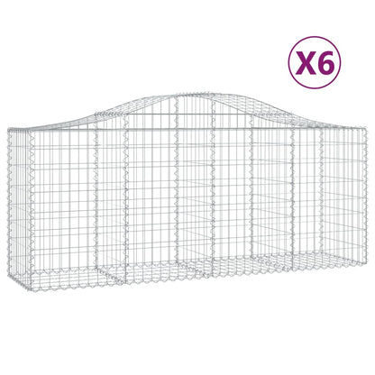 Gabionen mit Hochbogen 6 Stk. 200x50x80/100 cm Verzinktes Eisen - Pazzar.ch