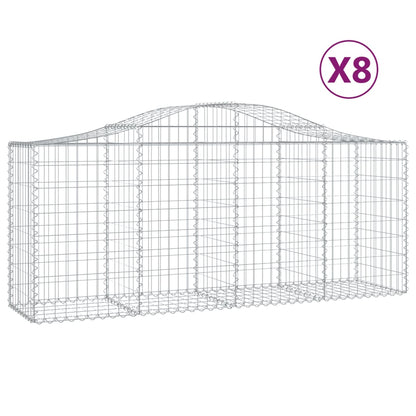 Gabionen mit Hochbogen 8 Stk. 200x50x80/100 cm Verzinktes Eisen - Pazzar.ch