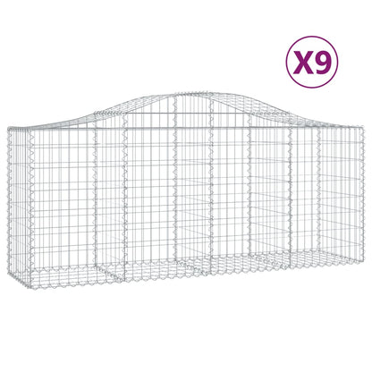 Gabionen mit Hochbogen 9 Stk. 200x50x80/100 cm Verzinktes Eisen - Pazzar.ch