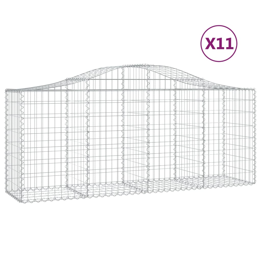 Gabionen mit Hochbogen 11 Stk. 200x50x80/100cm Verzinktes Eisen - Pazzar.ch