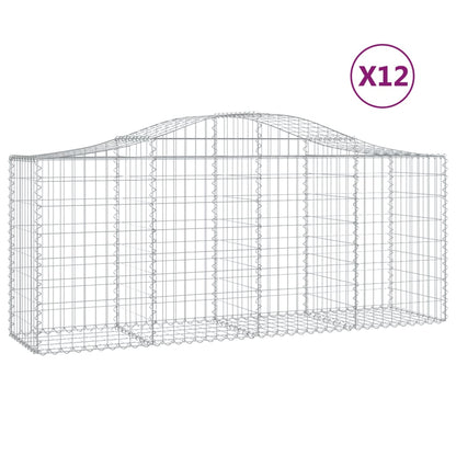 Gabionen mit Hochbogen 12 Stk. 200x50x80/100cm Verzinktes Eisen - Pazzar.ch