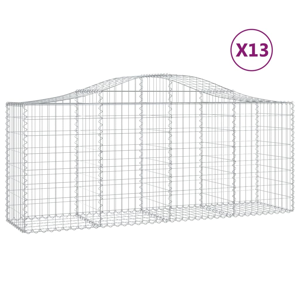 Gabionen mit Hochbogen 13 Stk. 200x50x80/100cm Verzinktes Eisen - Pazzar.ch