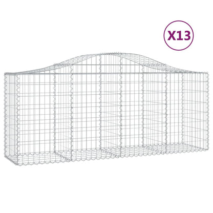 Gabionen mit Hochbogen 13 Stk. 200x50x80/100cm Verzinktes Eisen - Pazzar.ch