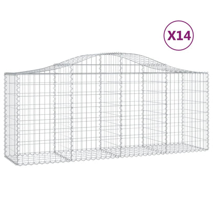 Gabionen mit Hochbogen 14 Stk. 200x50x80/100cm Verzinktes Eisen - Pazzar.ch