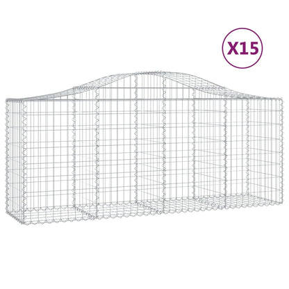 Gabionen mit Hochbogen 15 Stk. 200x50x80/100cm Verzinktes Eisen - Pazzar.ch