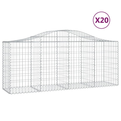 Gabionen mit Hochbogen 20 Stk. 200x50x80/100cm Verzinktes Eisen - Pazzar.ch