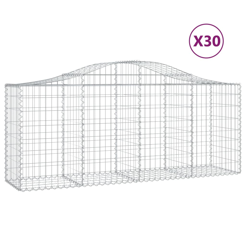 Gabionen mit Hochbogen 30 Stk. 200x50x80/100cm Verzinktes Eisen - Pazzar.ch