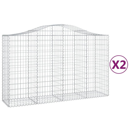 Gabionen mit Hochbogen 2 Stk. 200x50x120/140cm Verzinktes Eisen - Pazzar.ch