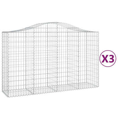Gabionen mit Hochbogen 3 Stk. 200x50x120/140cm Verzinktes Eisen - Pazzar.ch