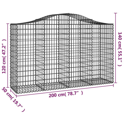 Gabionen mit Hochbogen 3 Stk. 200x50x120/140cm Verzinktes Eisen - Pazzar.ch