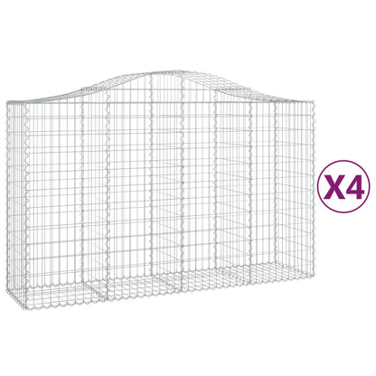 Gabionen mit Hochbogen 4 Stk. 200x50x120/140cm Verzinktes Eisen - Pazzar.ch