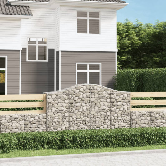 Gabionen mit Hochbogen 4 Stk. 200x50x120/140cm Verzinktes Eisen - Pazzar.ch