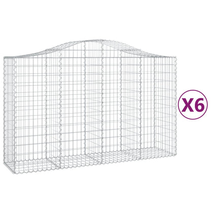 Gabionen mit Hochbogen 6 Stk. 200x50x120/140cm Verzinktes Eisen - Pazzar.ch