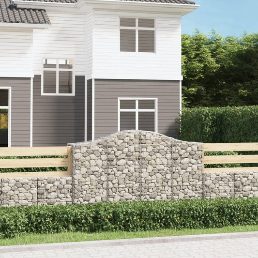 Gabionen mit Hochbogen 6 Stk. 200x50x120/140cm Verzinktes Eisen - Pazzar.ch