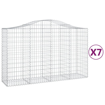Gabionen mit Hochbogen 7 Stk. 200x50x120/140cm Verzinktes Eisen - Pazzar.ch