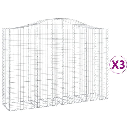 Gabionen mit Hochbogen 3 Stk. 200x50x140/160cm Verzinktes Eisen - Pazzar.ch