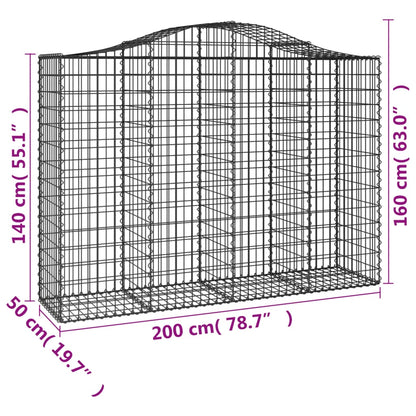 Gabionen mit Hochbogen 3 Stk. 200x50x140/160cm Verzinktes Eisen - Pazzar.ch