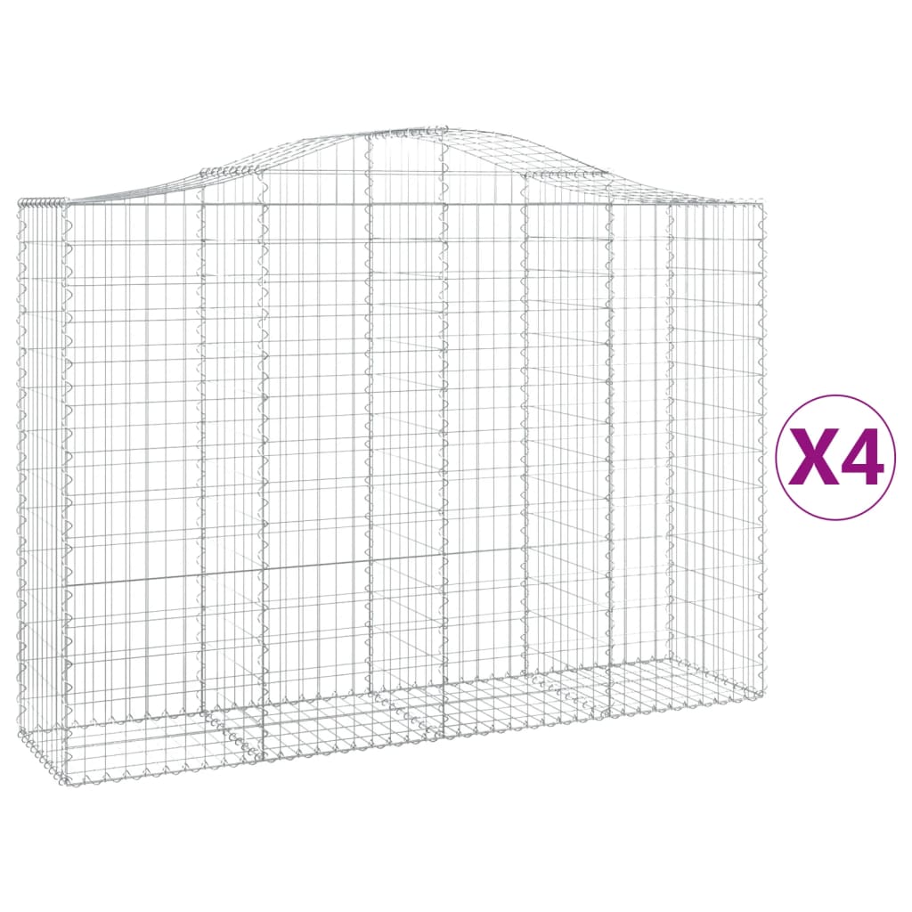 Gabionen mit Hochbogen 4 Stk. 200x50x140/160cm Verzinktes Eisen
