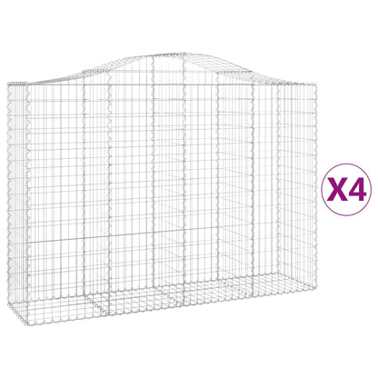 Gabionen mit Hochbogen 4 Stk. 200x50x140/160cm Verzinktes Eisen - Pazzar.ch