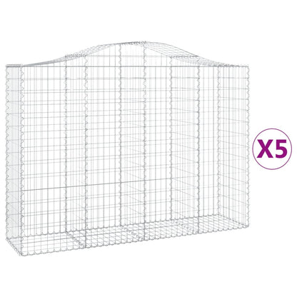Gabionen mit Hochbogen 5 Stk. 200x50x140/160cm Verzinktes Eisen - Pazzar.ch