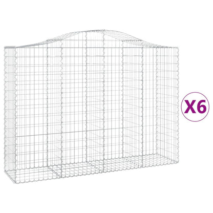 Gabionen mit Hochbogen 6 Stk. 200x50x140/160cm Verzinktes Eisen - Pazzar.ch
