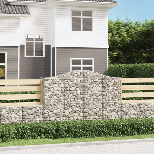 Gabionen mit Hochbogen 6 Stk. 200x50x140/160cm Verzinktes Eisen - Pazzar.ch