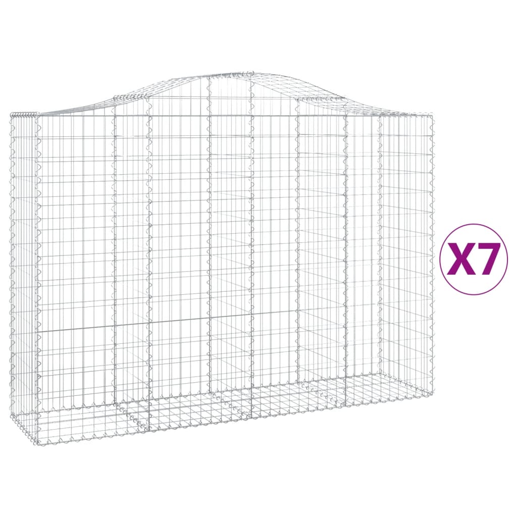 Gabionen mit Hochbogen 7 Stk. 200x50x140/160cm Verzinktes Eisen - Pazzar.ch