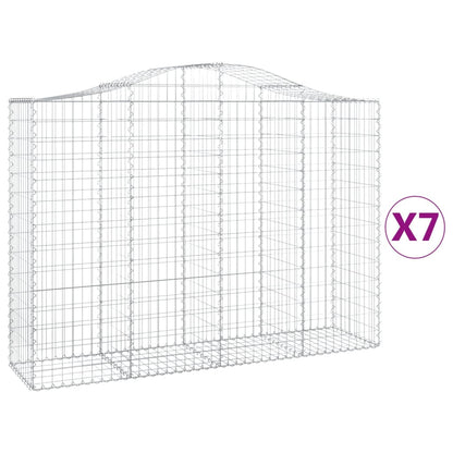 Gabionen mit Hochbogen 7 Stk. 200x50x140/160cm Verzinktes Eisen - Pazzar.ch