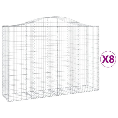 Gabionen mit Hochbogen 8 Stk. 200x50x140/160cm Verzinktes Eisen - Pazzar.ch
