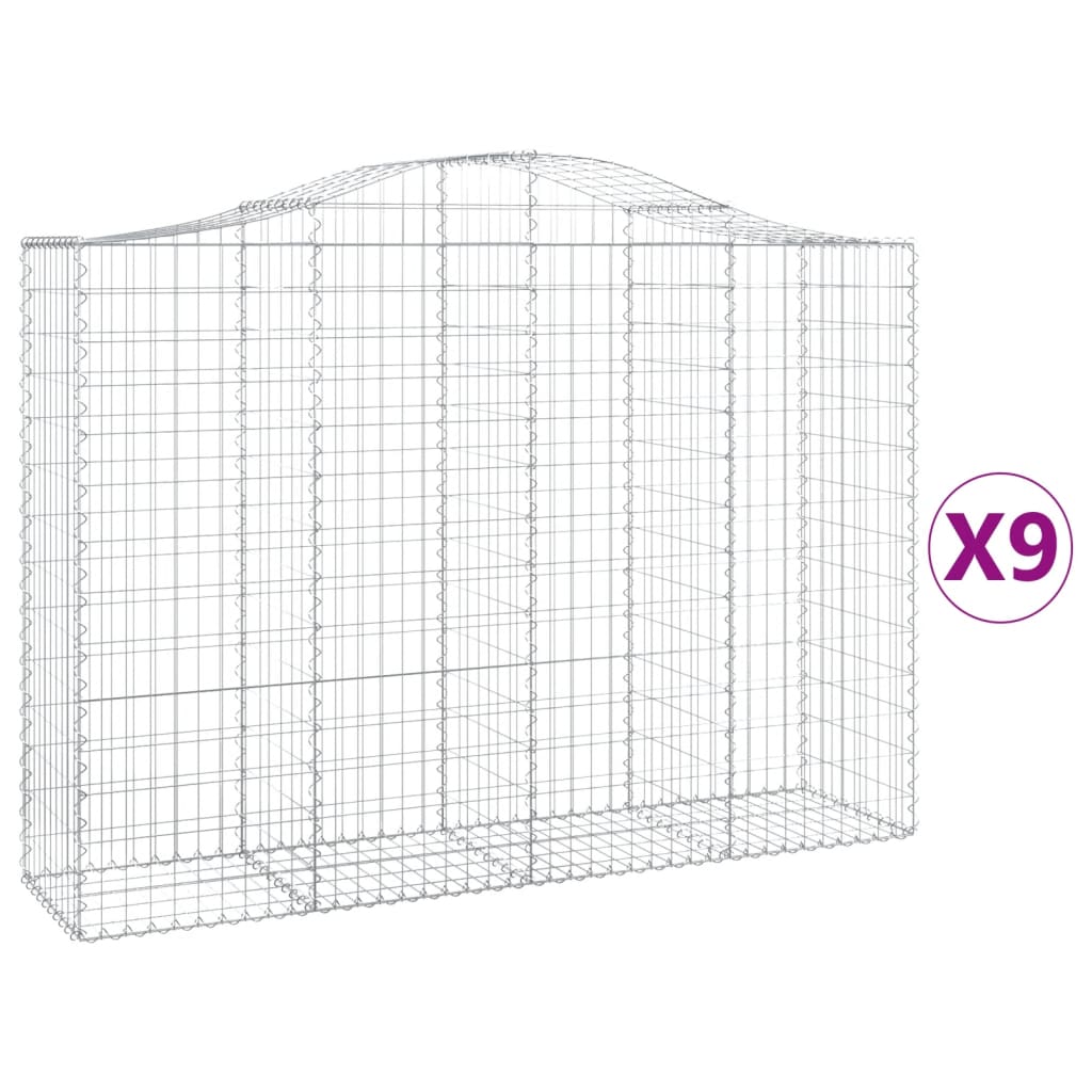 Gabionen mit Hochbogen 9 Stk. 200x50x140/160cm Verzinktes Eisen - Pazzar.ch