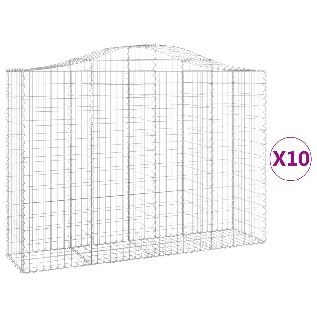 Gabionen mit Hochbogen 10Stk. 200x50x140/160cm Verzinktes Eisen - Pazzar.ch