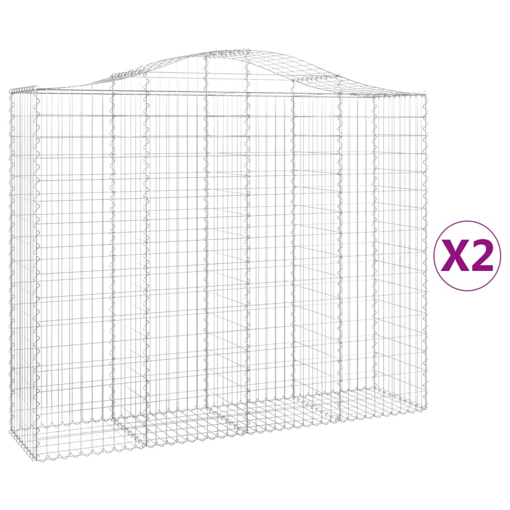 Gabionen mit Hochbogen 2 Stk. 200x50x160/180cm Verzinktes Eisen