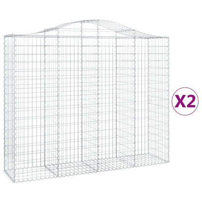 Gabionen mit Hochbogen 2 Stk. 200x50x160/180cm Verzinktes Eisen - Pazzar.ch