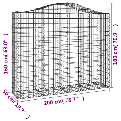 Gabionen mit Hochbogen 2 Stk. 200x50x160/180cm Verzinktes Eisen - Pazzar.ch