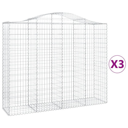 Gabionen mit Hochbogen 3 Stk. 200x50x160/180cm Verzinktes Eisen - Pazzar.ch