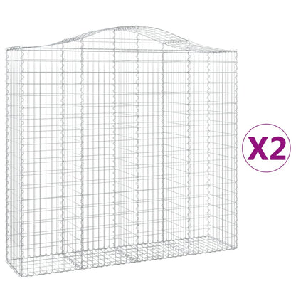 Gabionen mit Hochbogen 2 Stk. 200x50x180/200cm Verzinktes Eisen - Pazzar.ch
