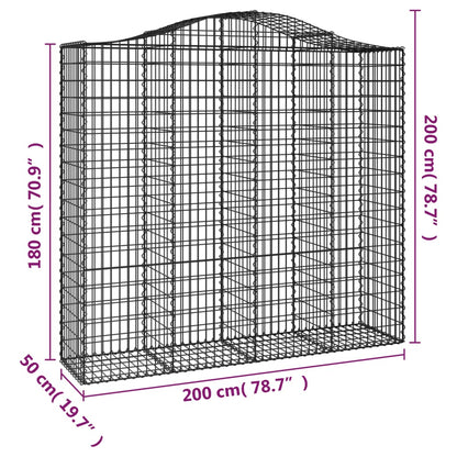 Gabionen mit Hochbogen 2 Stk. 200x50x180/200cm Verzinktes Eisen - Pazzar.ch